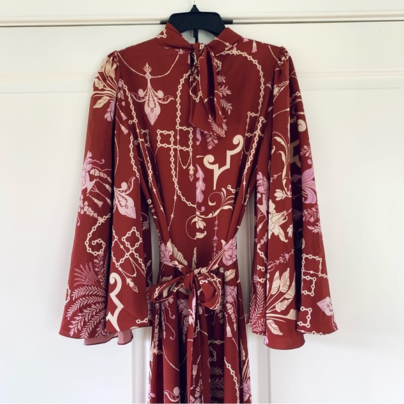 Johanna Ortiz Silk Dress Hanging Plants Printed Long Sleeve Maxi Gown Size 6 - Picture 9 of 15